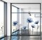 decalmile Large Blue Flower Wall Decals Floral Plants Wall Stickers Bedroom Living Room Kitchen Wall Decor Gifts for Mom